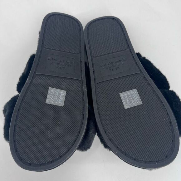 Forever 21 Radley Poppins Court Slippers Size Large Fuzzy Black Bloggers Fave - Picture 4 of 7
